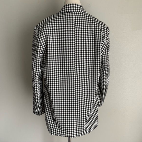 Zara oversized double breasted plaid blazer jacket white black size medium - Picture 3 of 7